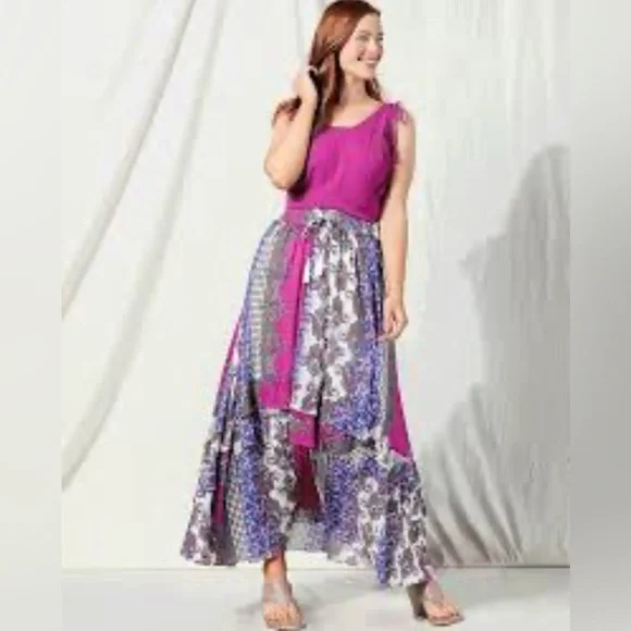 Reba Mesmerized by Morocco Patchwork Maxi Skirt Size Large - Picture 1 of 7